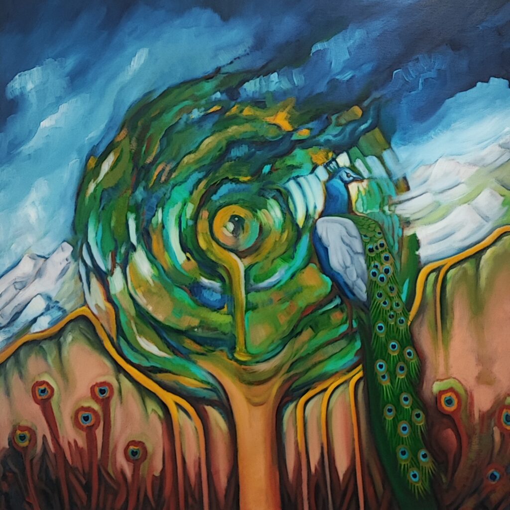 Simurgh peinture à l'huile sur toile de Michèle beck